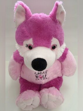 15” Vintage Great Wolf Lodge Plush Pink Husky Stuffed Animal